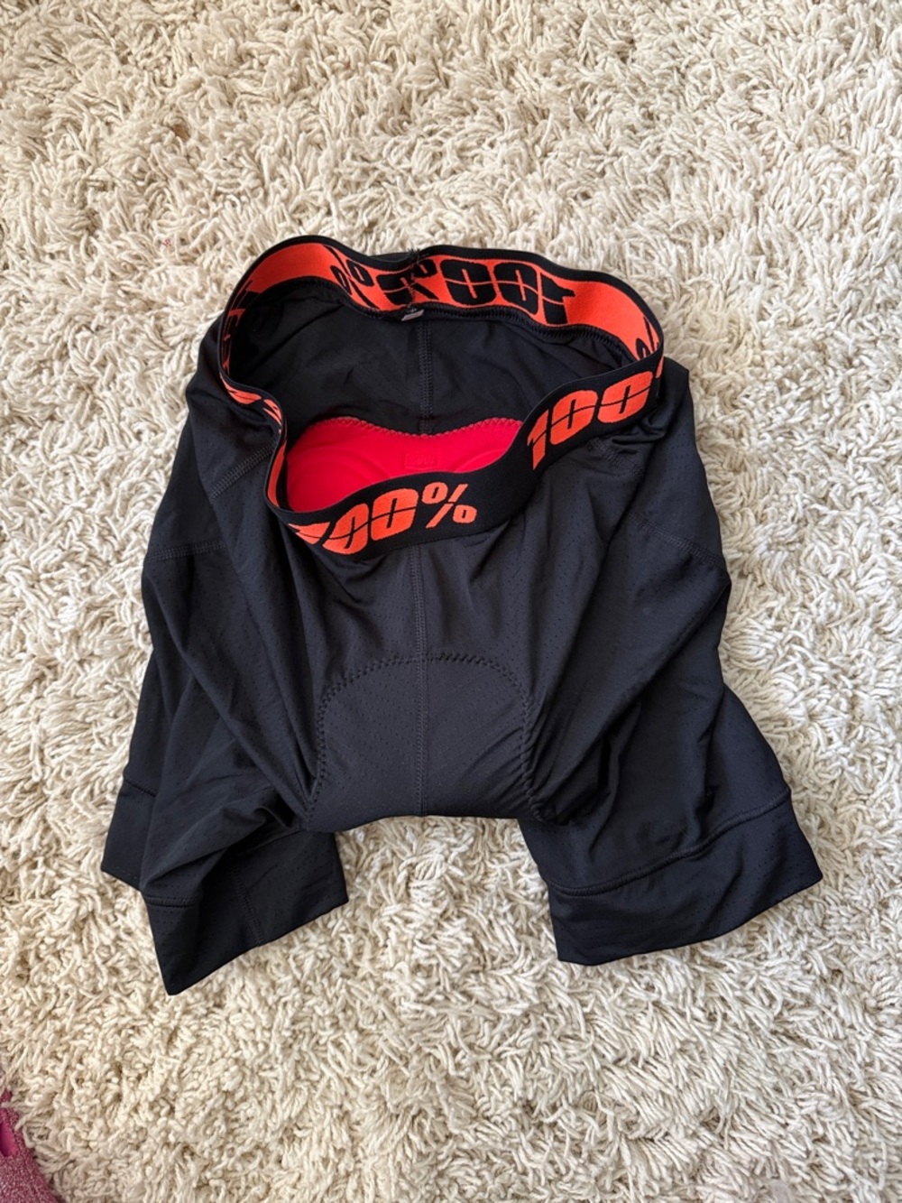 Men’s Black Padded Cycling Shorts with Red Waistband